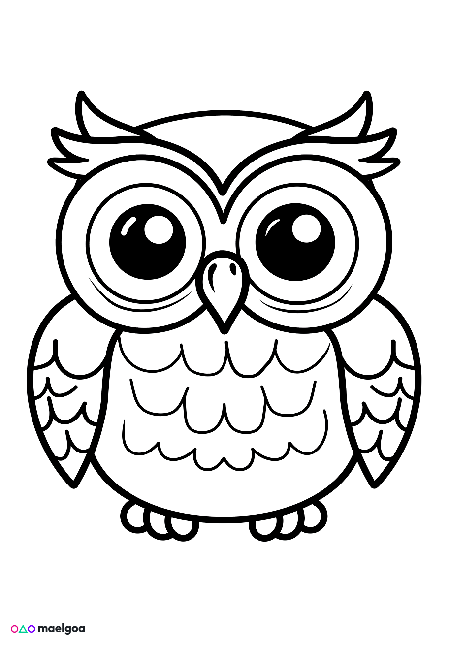 Image gratuite Coloriage visage hibou 1