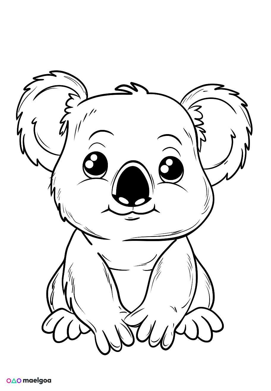 Image gratuite Coloriage visage koala souriant 1