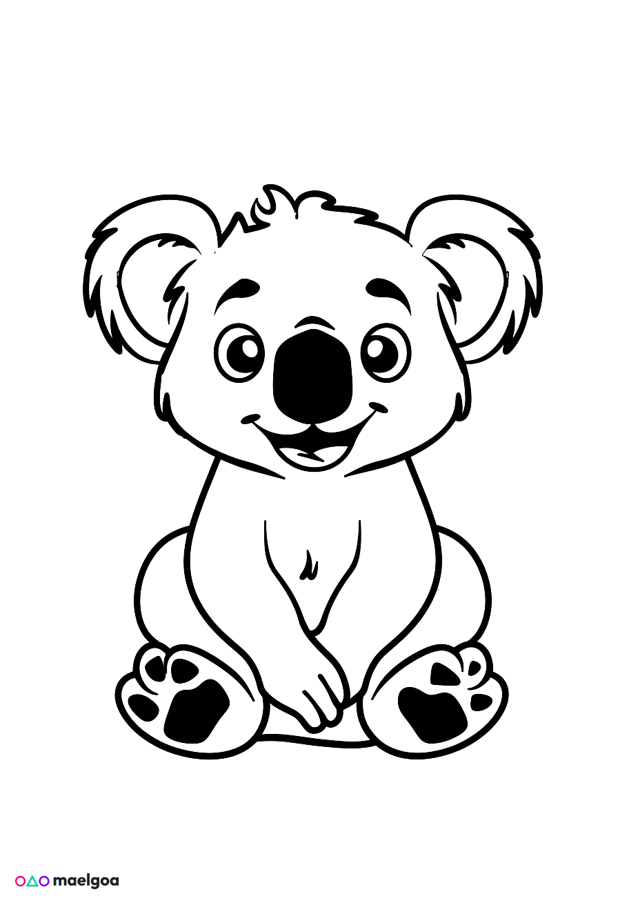 Image gratuite Coloriage visage koala souriant 2