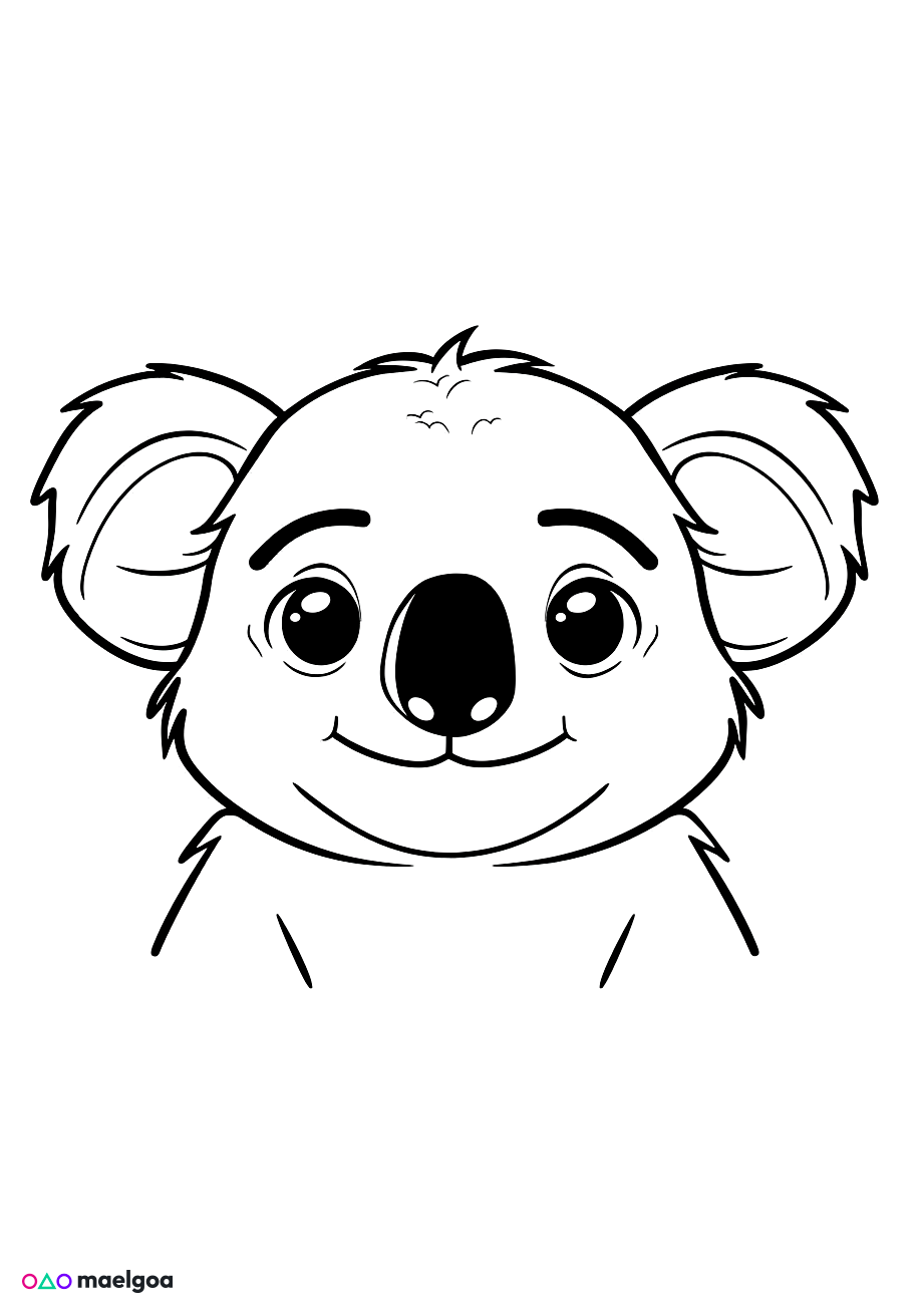Image gratuite Coloriage visage koala souriant 3