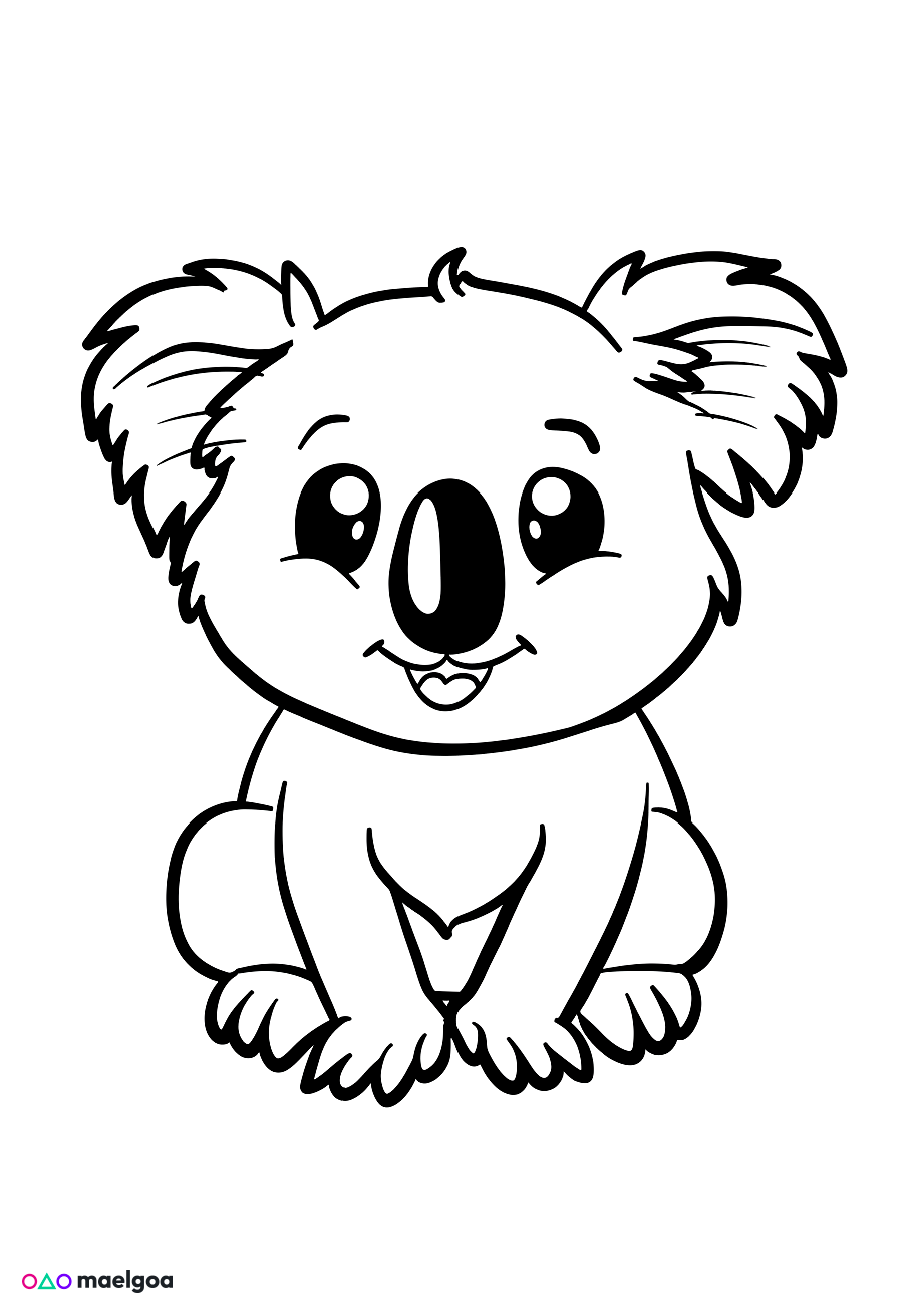 Image gratuite Coloriage visage koala souriant 4