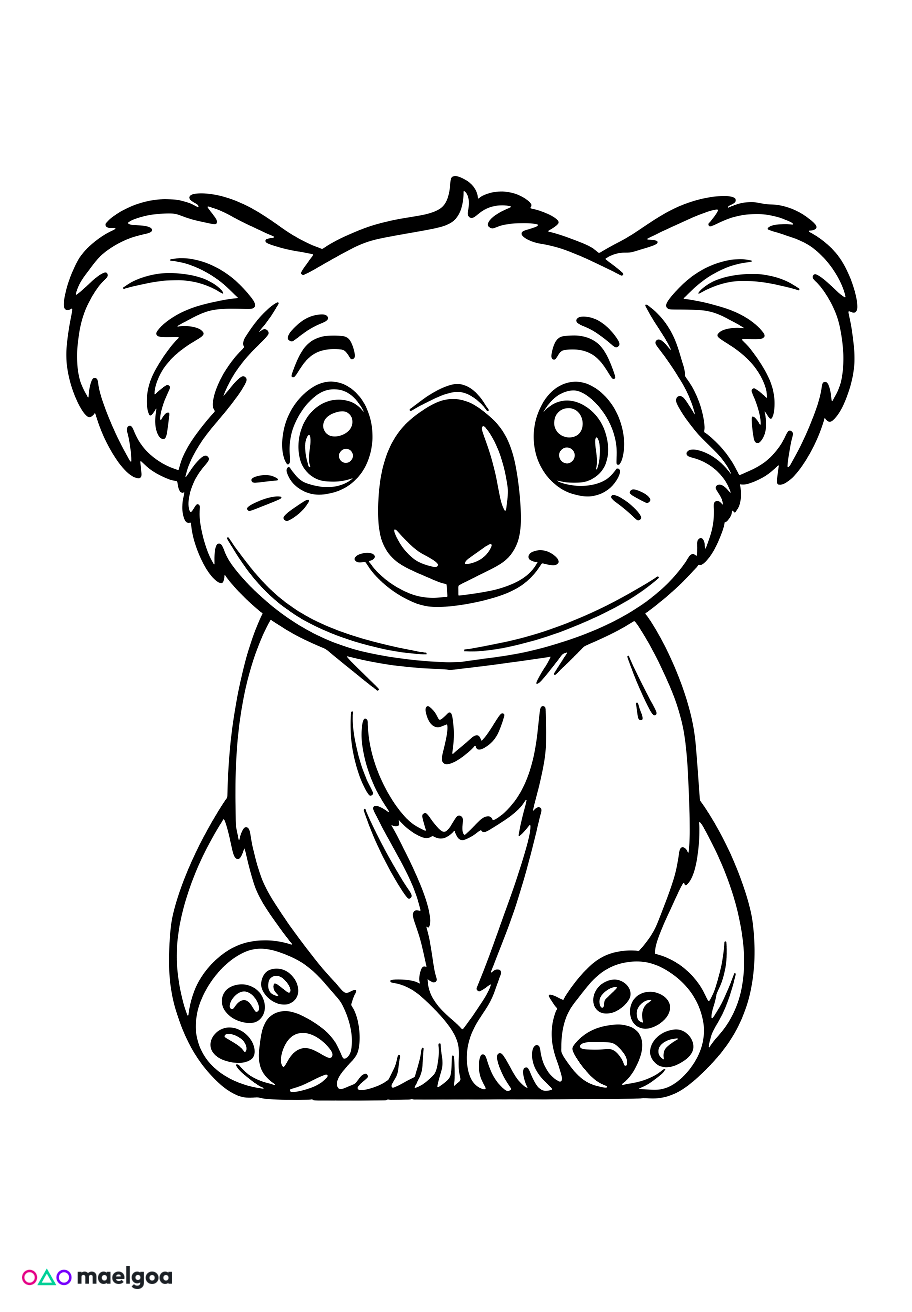 Image gratuite Coloriage visage koala souriant 5