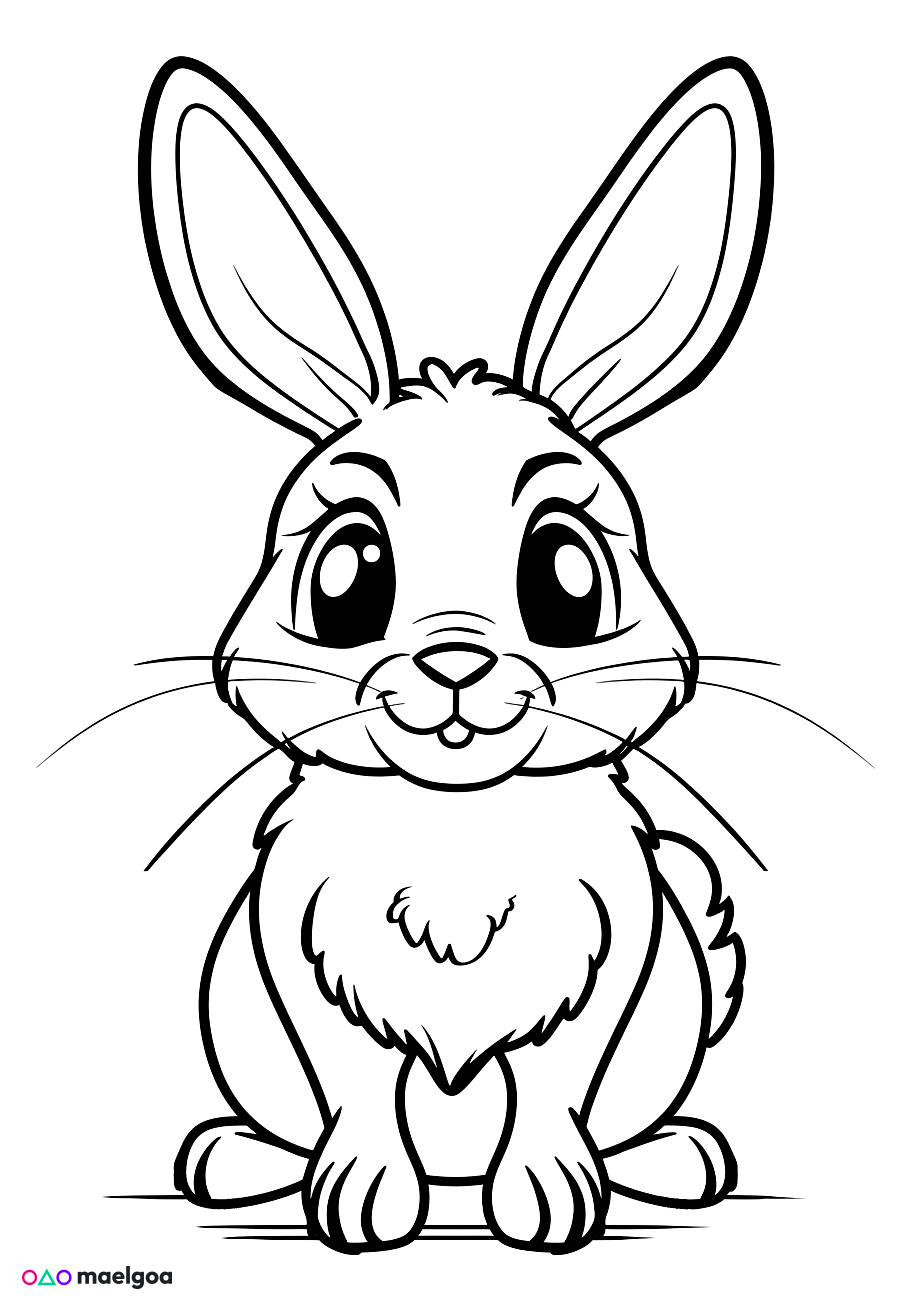 Image gratuite Coloriage visage lapin souriant 2