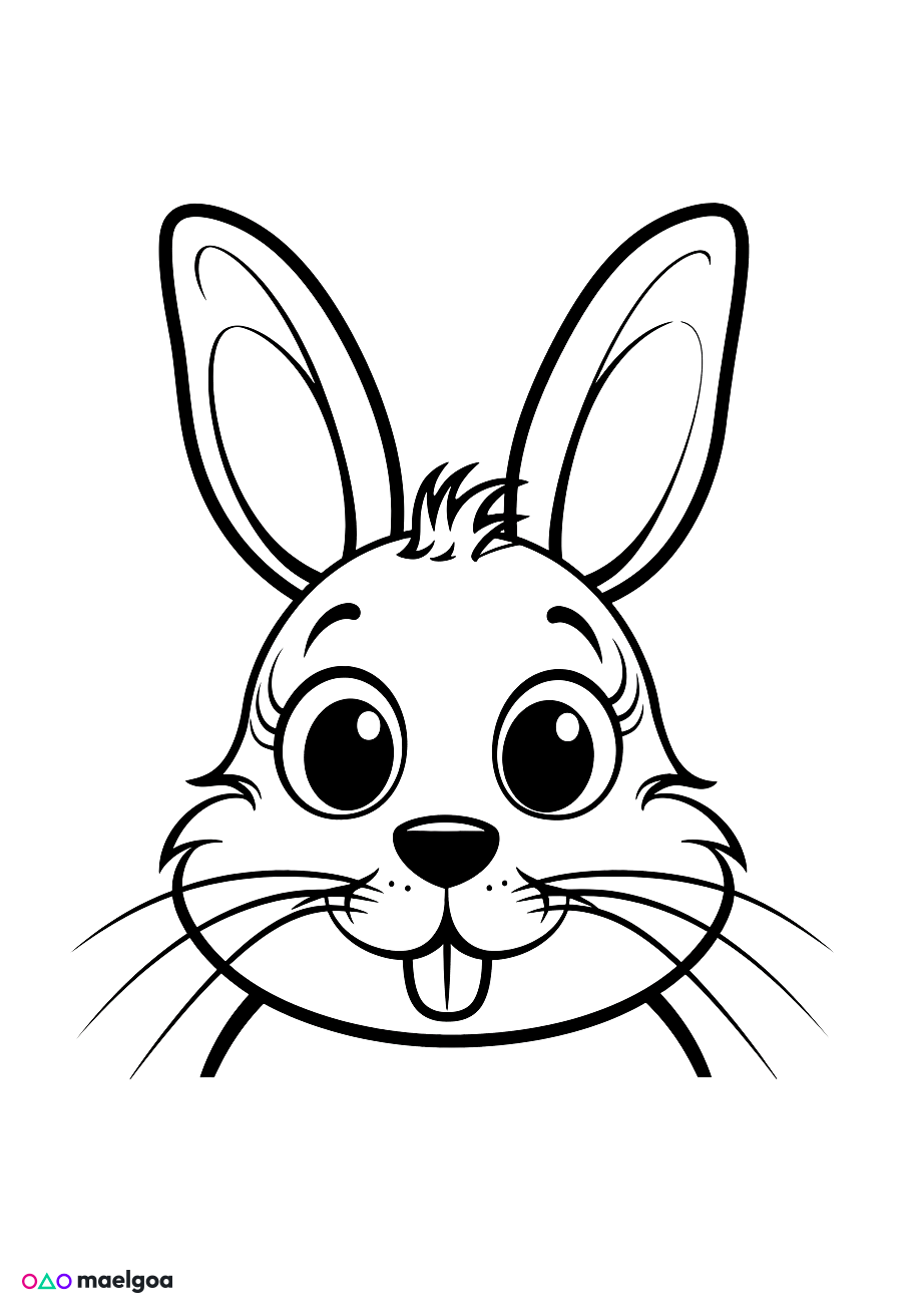 Image gratuite Coloriage visage lapin souriant 3