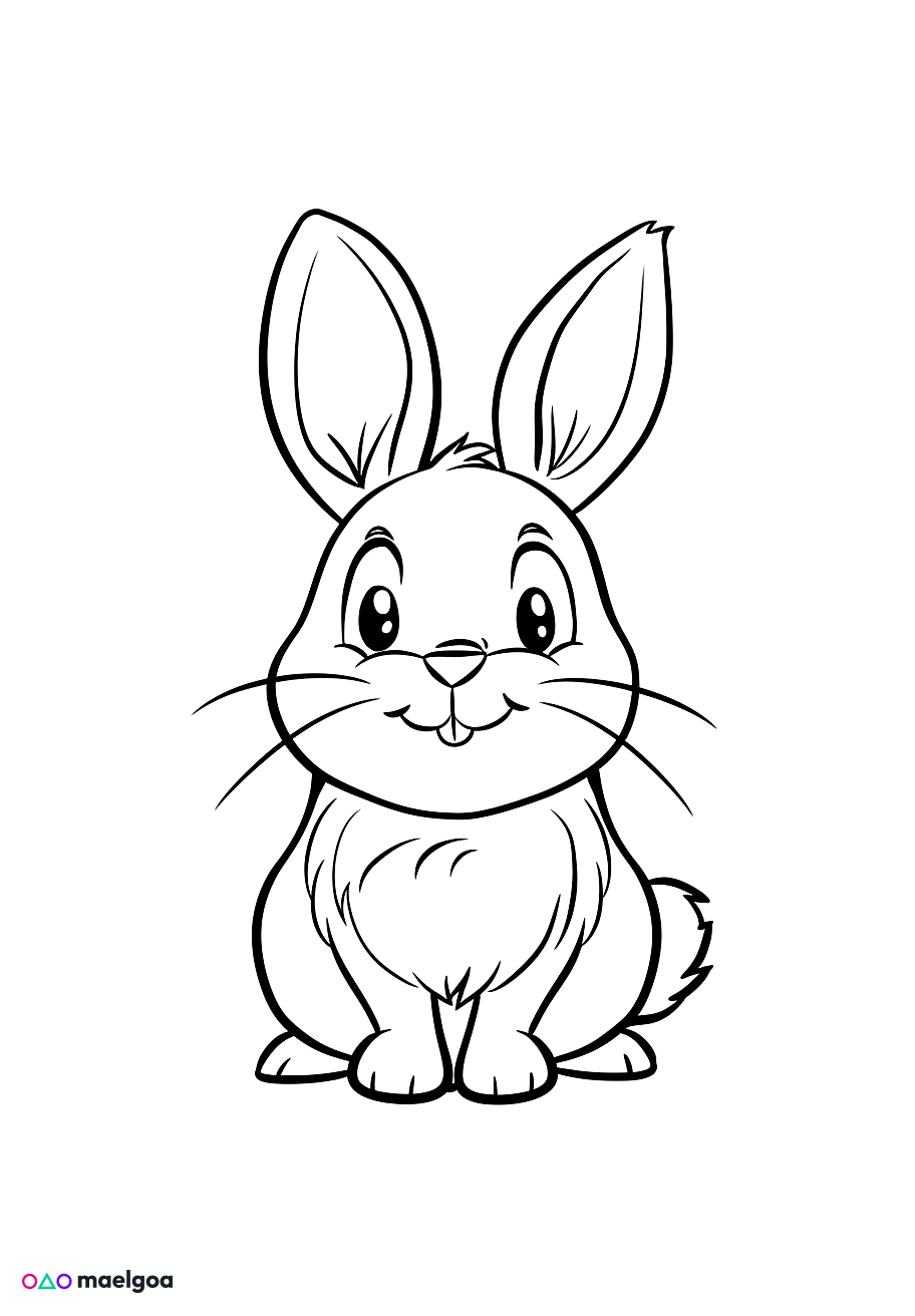 Image gratuite Coloriage visage lapin souriant 4