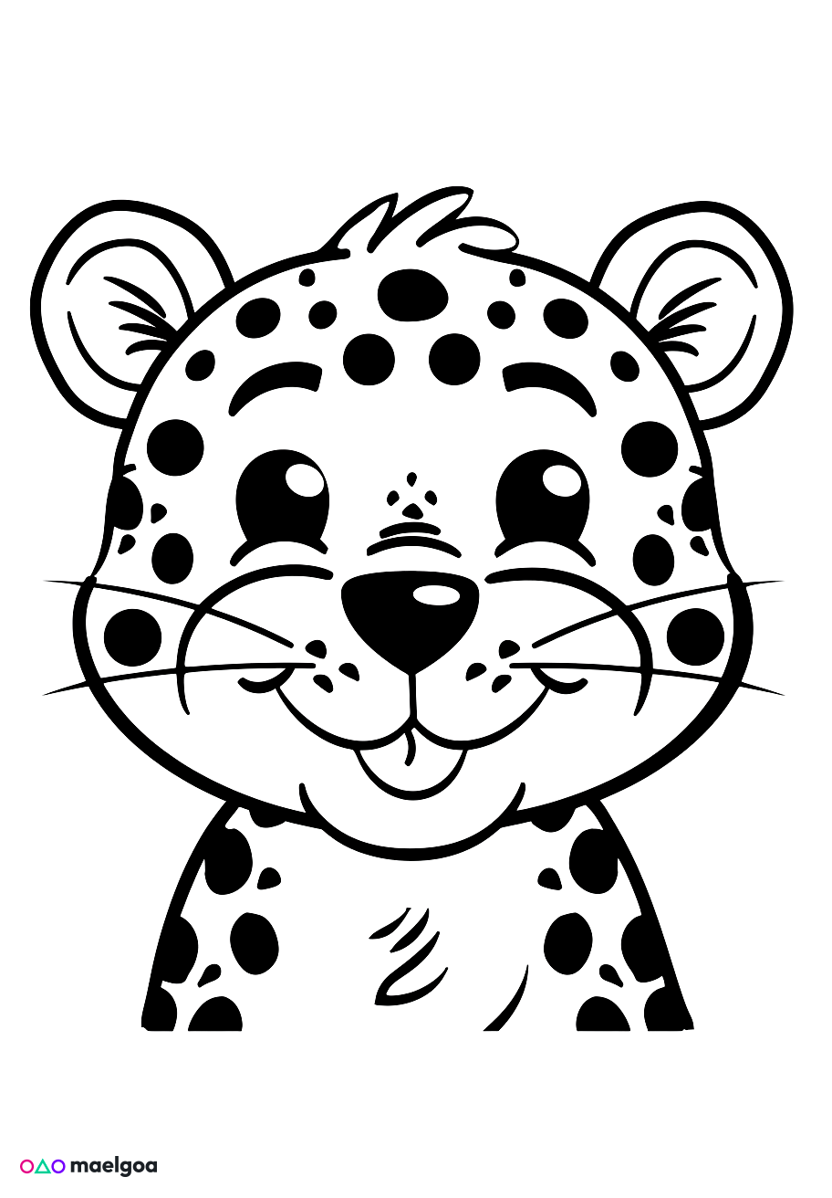 Image gratuite Coloriage visage léopard souriant 1