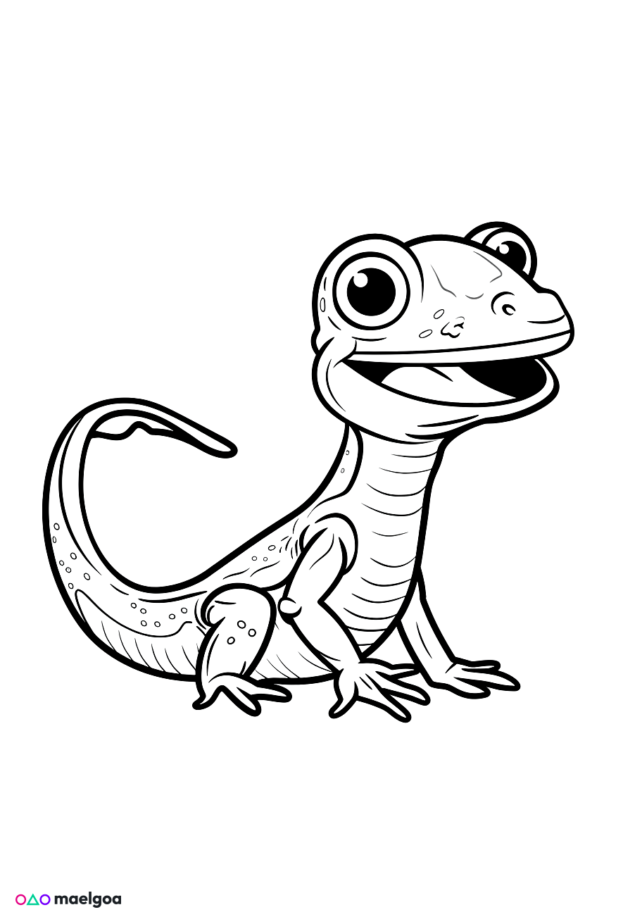 Image gratuite Coloriage visage lézard souriant 1