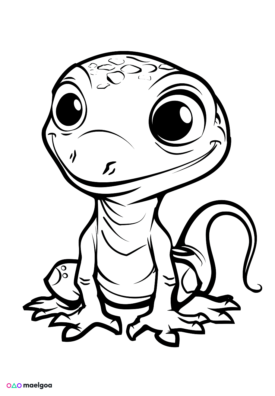 Image gratuite Coloriage visage lézard souriant 2