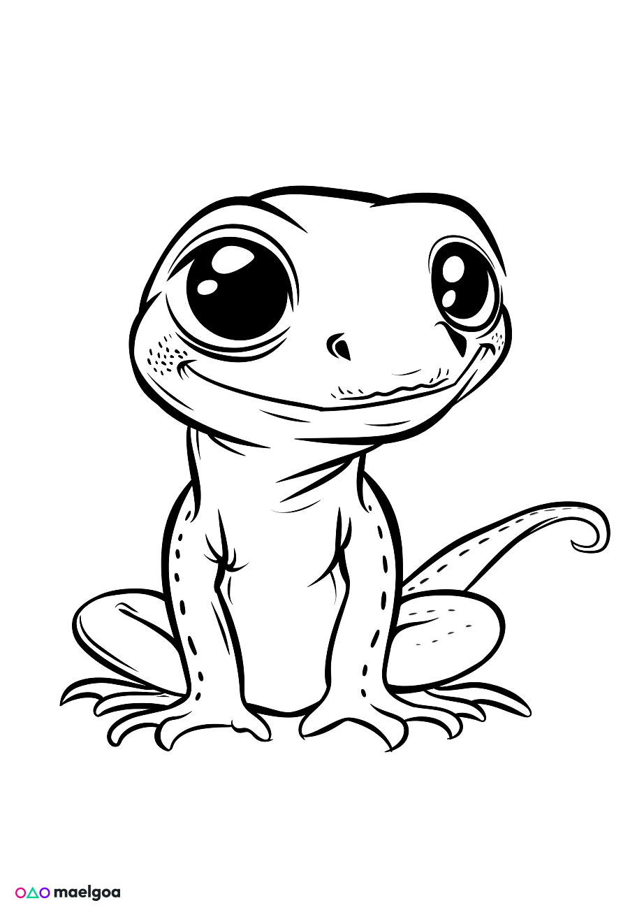 Image gratuite Coloriage visage lézard souriant 3