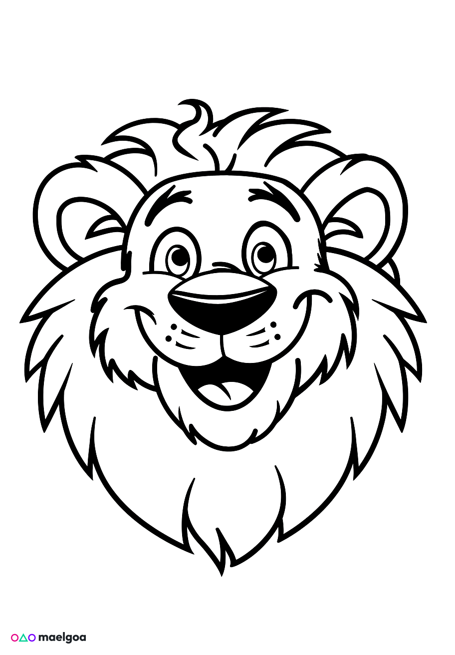 Image gratuite Coloriage visage lion souriant 2