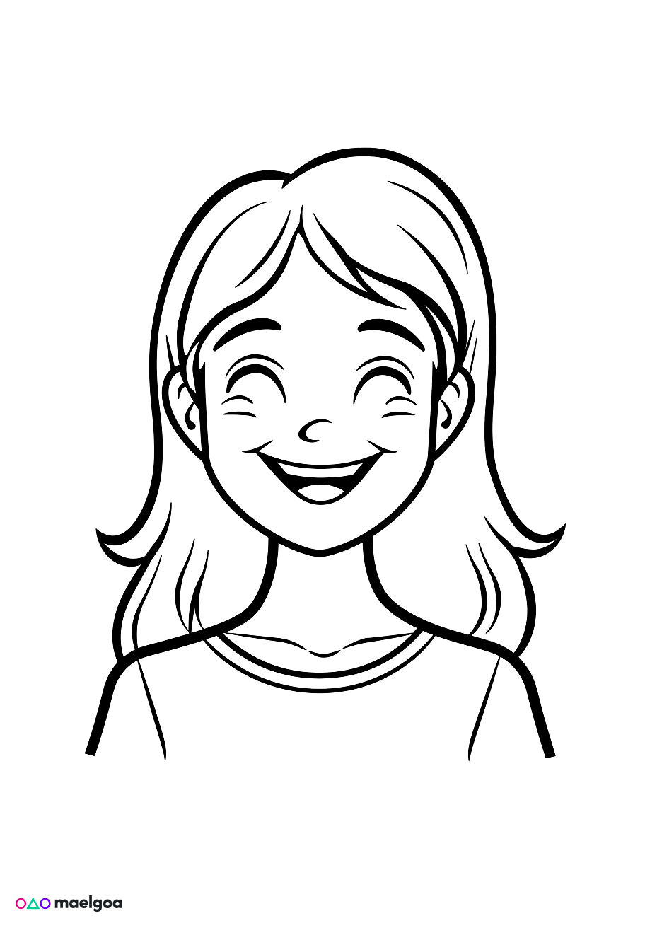 Image gratuite Coloriage visage mère souriant 1