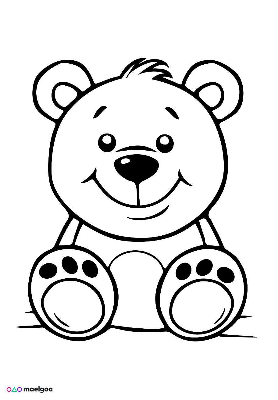 Image gratuite Coloriage visage nounours souriant 2