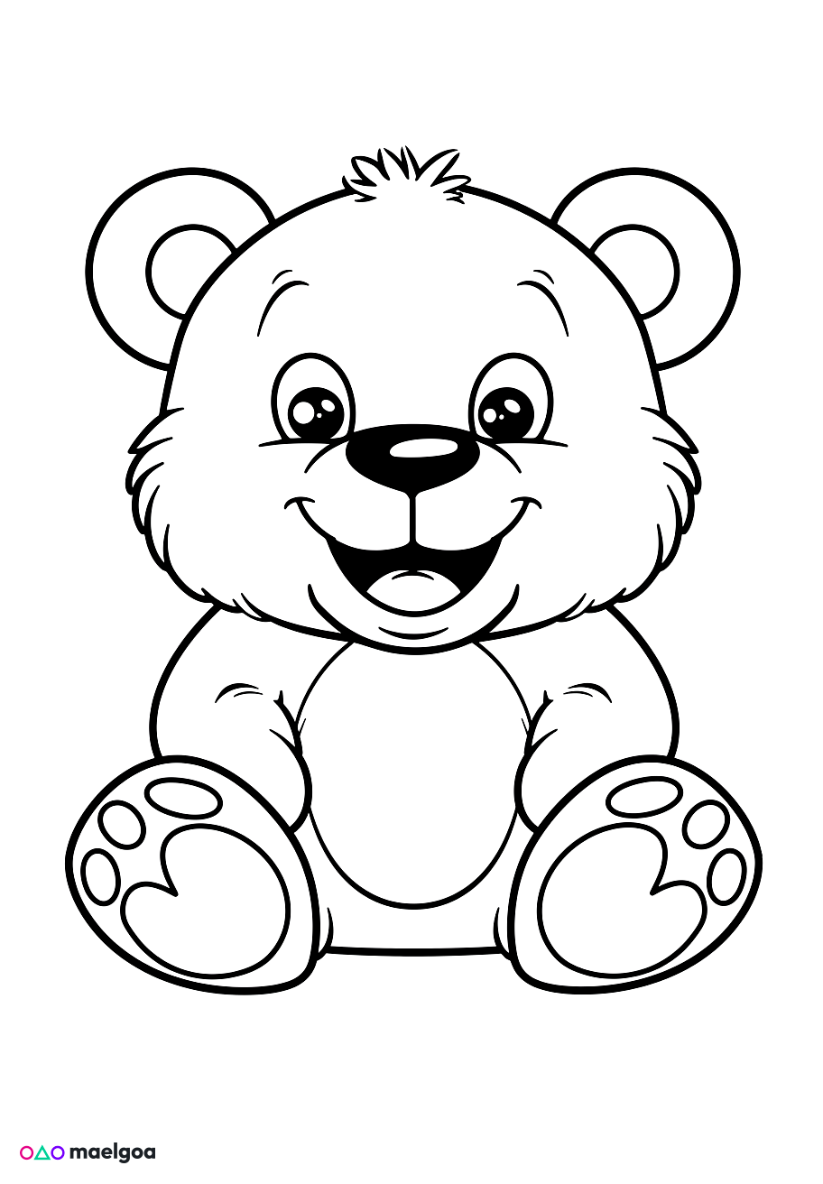 Image gratuite Coloriage visage nounours souriant 3