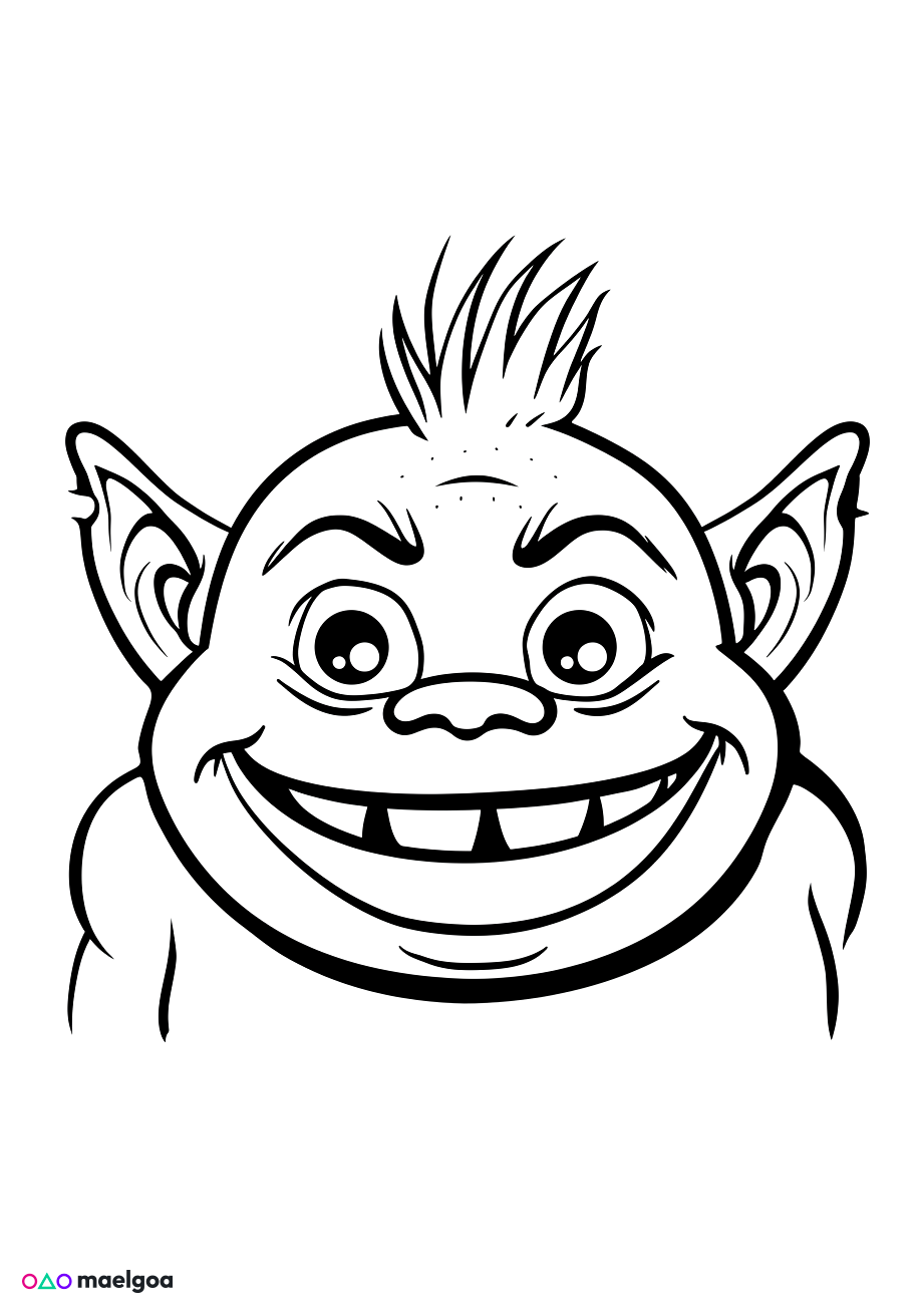 Image gratuite Coloriage visage ogre souriant 1