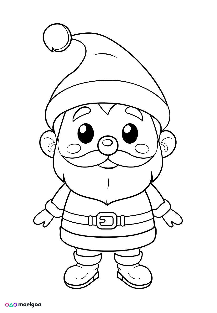 Image gratuite Coloriage visage Père Noël souriant 1