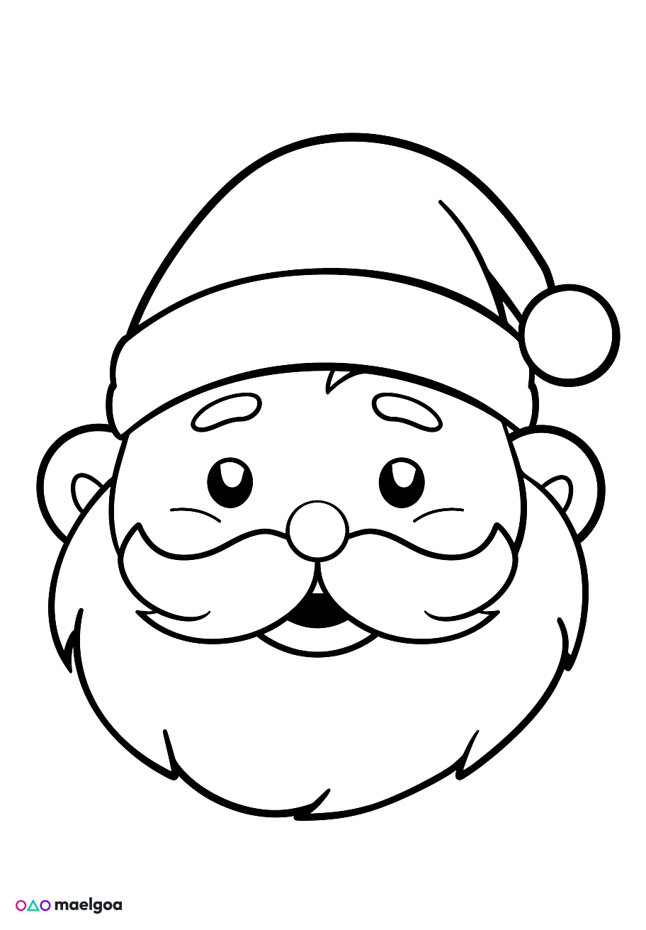 Image gratuite Coloriage visage Père Noël souriant 2