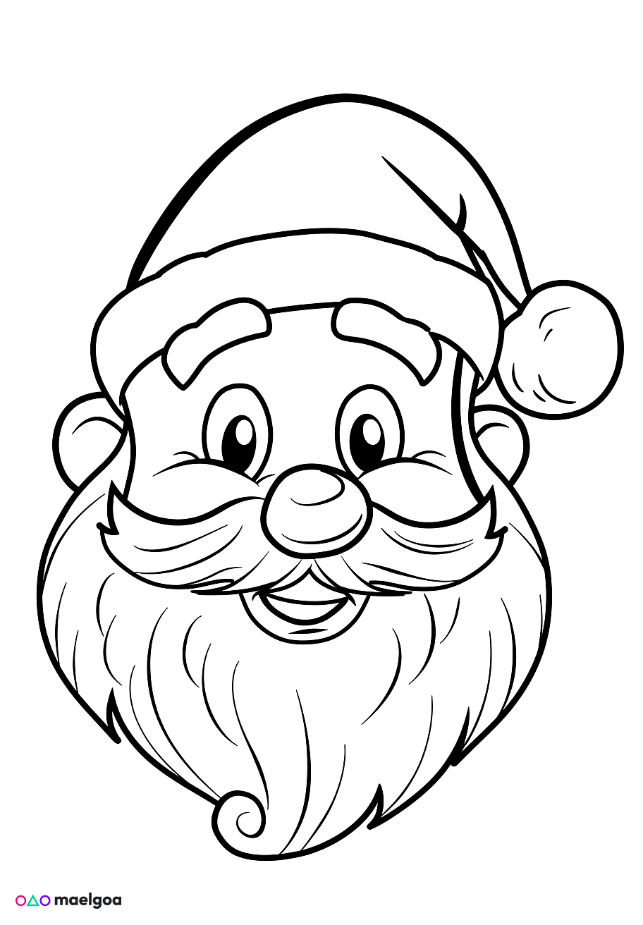 Image gratuite Coloriage visage Père Noël souriant 3