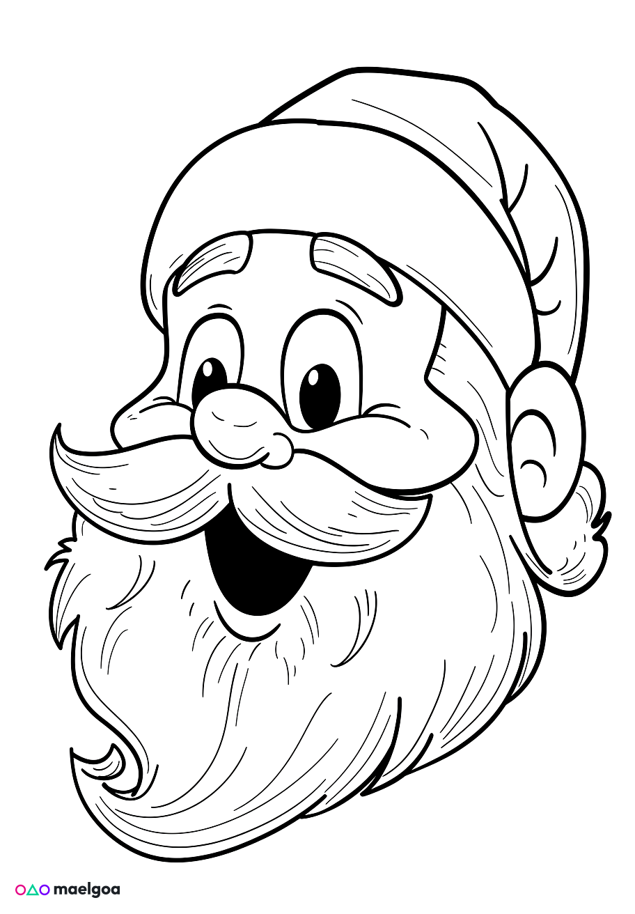 Image gratuite Coloriage visage Père Noël souriant 4