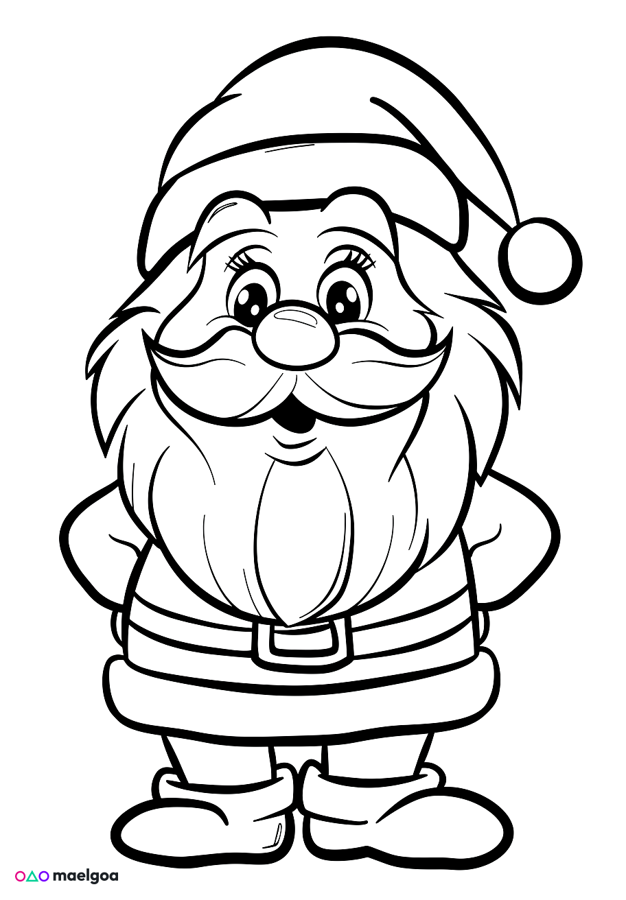 Image gratuite Coloriage visage Père Noël souriant 5
