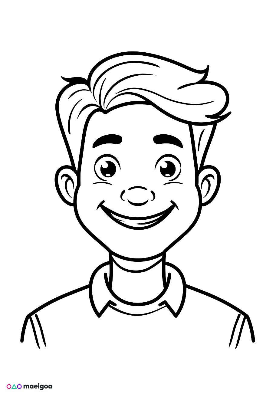 Image gratuite Coloriage visage père souriant 2