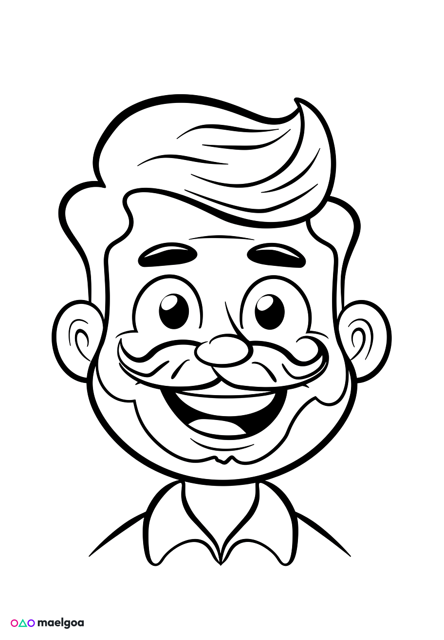 Image gratuite Coloriage visage père souriant 3