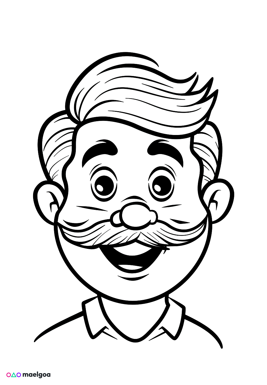 Image gratuite Coloriage visage père souriant 5