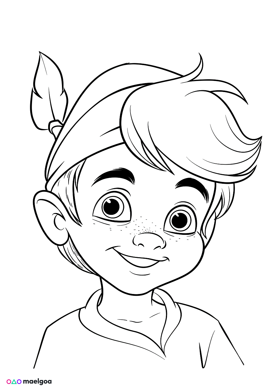 Image gratuite Coloriage visage Peter Pan souriant 1