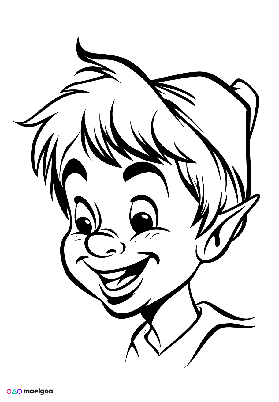 Image gratuite Coloriage visage Peter Pan souriant 2