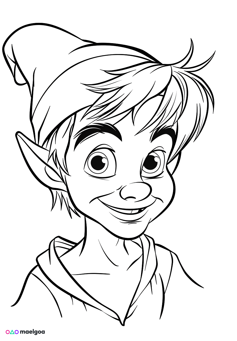 Image gratuite Coloriage visage Peter Pan souriant 3