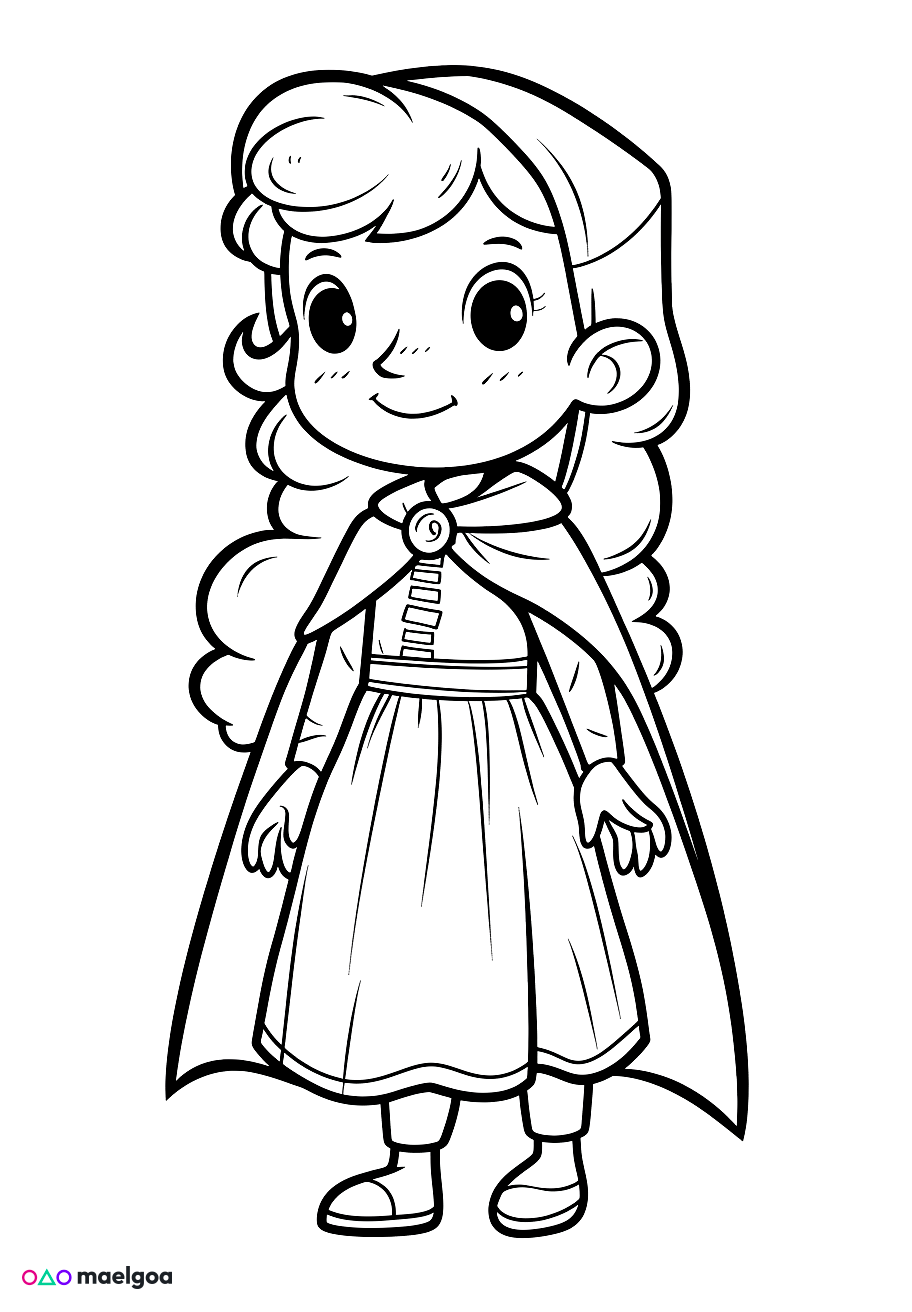 Image gratuite Coloriage visage Petit Chaperon Rouge souriant 1