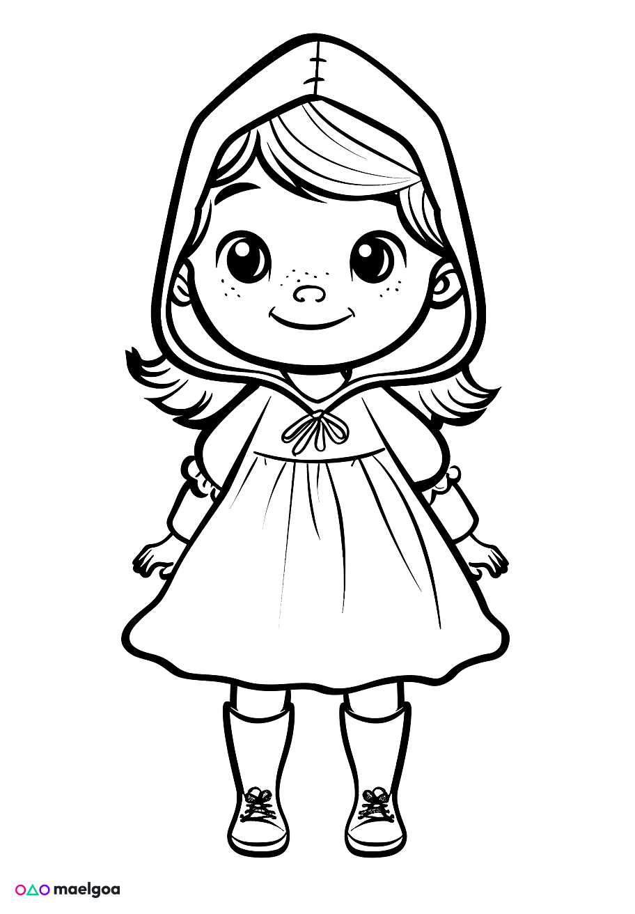 Image gratuite Coloriage visage Petit Chaperon Rouge souriant 3