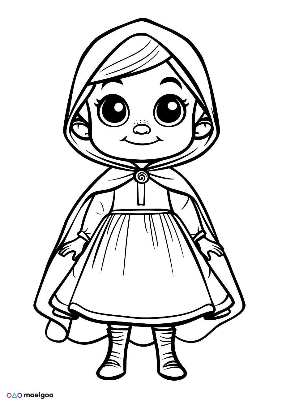 Image gratuite Coloriage visage Petit Chaperon Rouge souriant 4