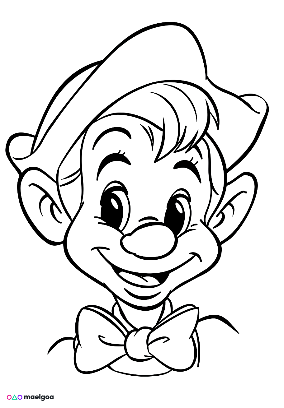 Image gratuite Coloriage visage Pinocchio souriant 2