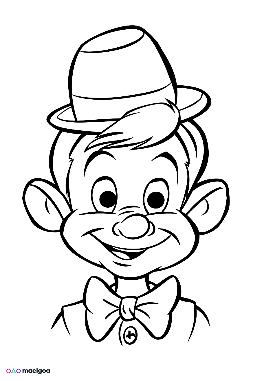 Image gratuite Coloriage visage Pinocchio souriant 3