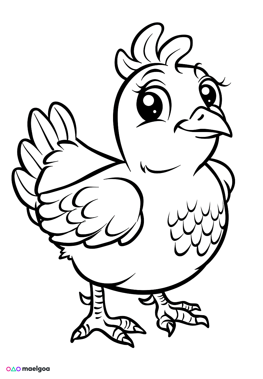 Image gratuite Coloriage visage poule souriant 1
