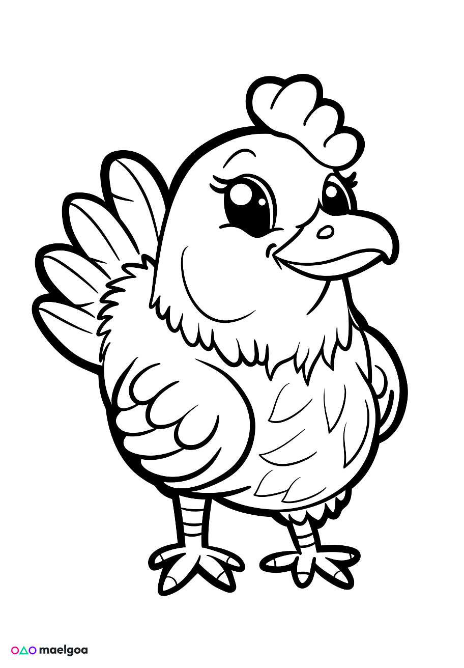 Image gratuite Coloriage visage poule souriant 2