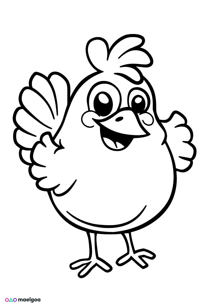 Image gratuite Coloriage visage poule souriant 3