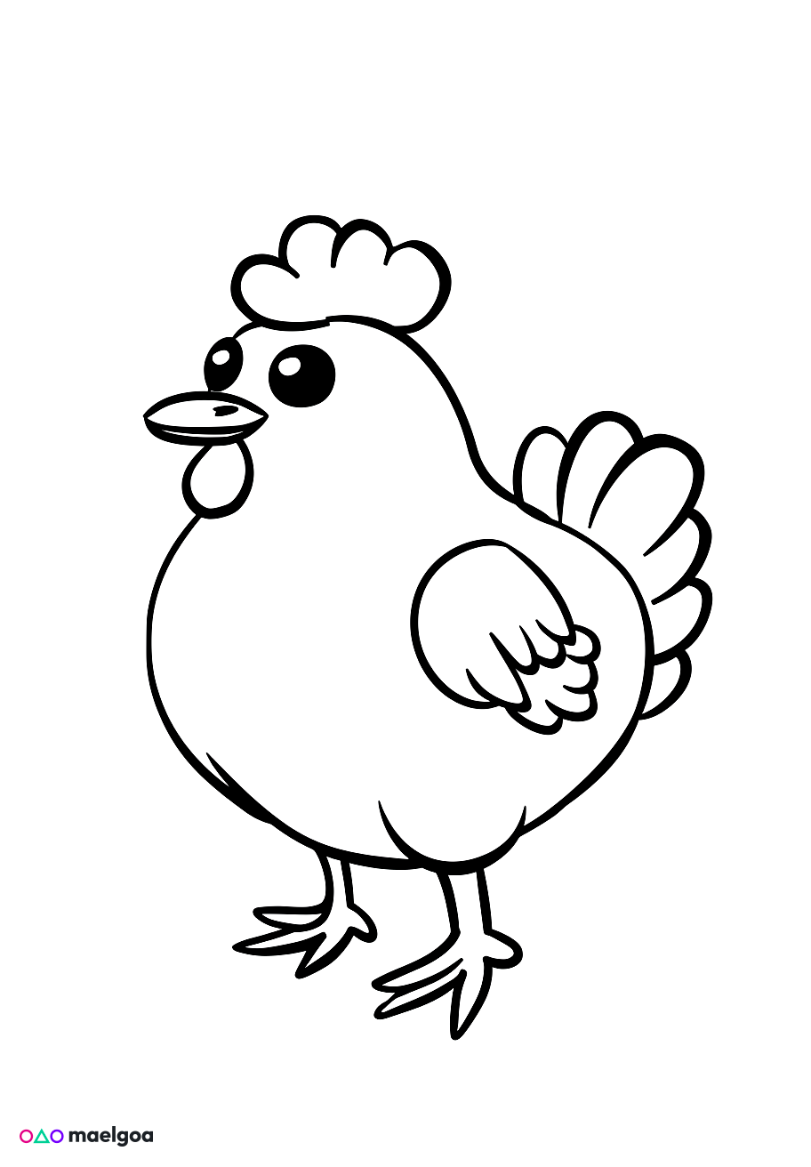 Image gratuite Coloriage visage poule souriant 4