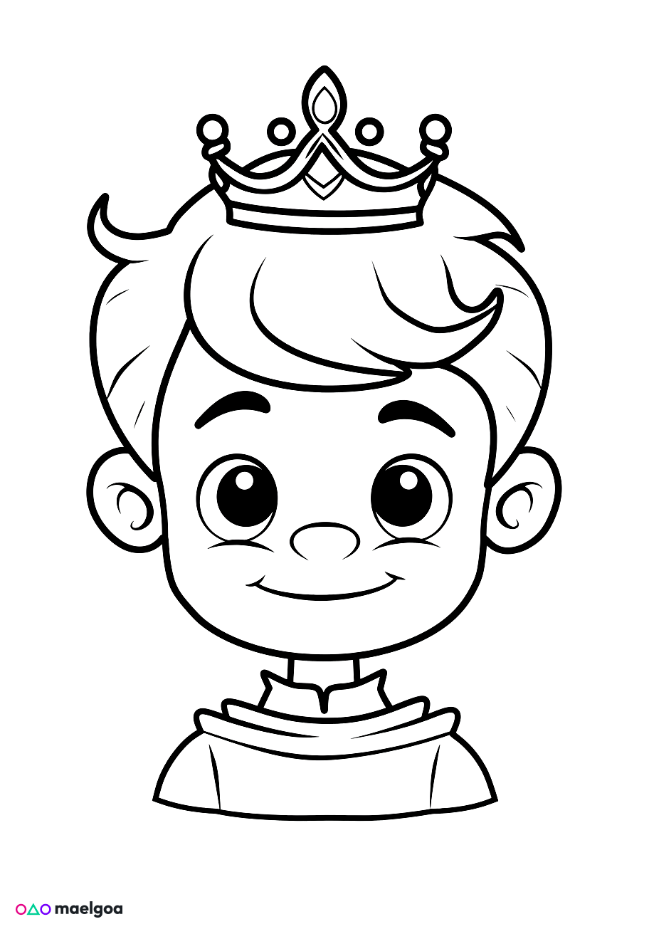 Image gratuite Coloriage visage prince souriant 2