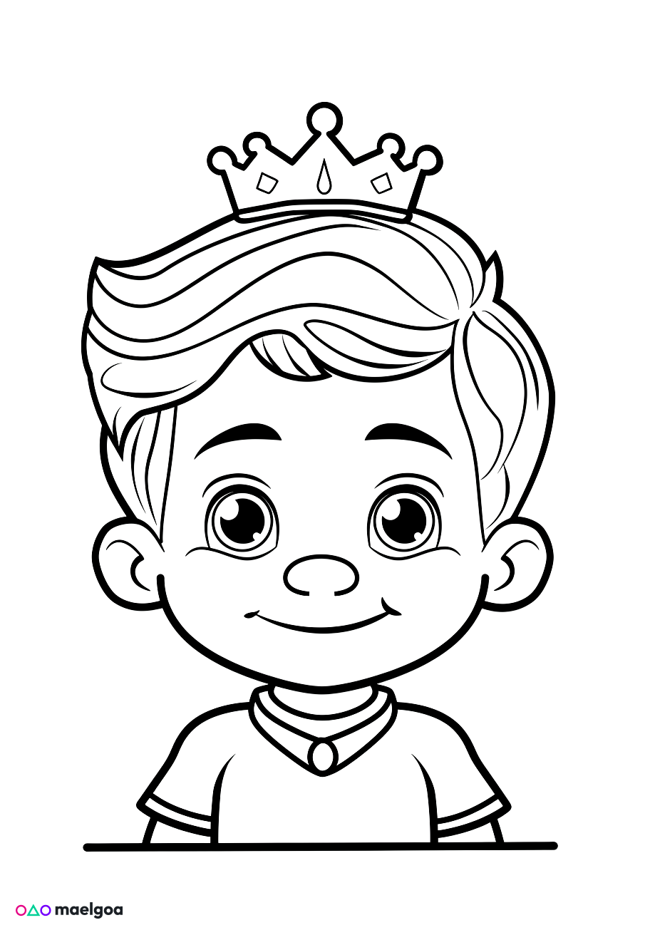 Image gratuite Coloriage visage prince souriant 4