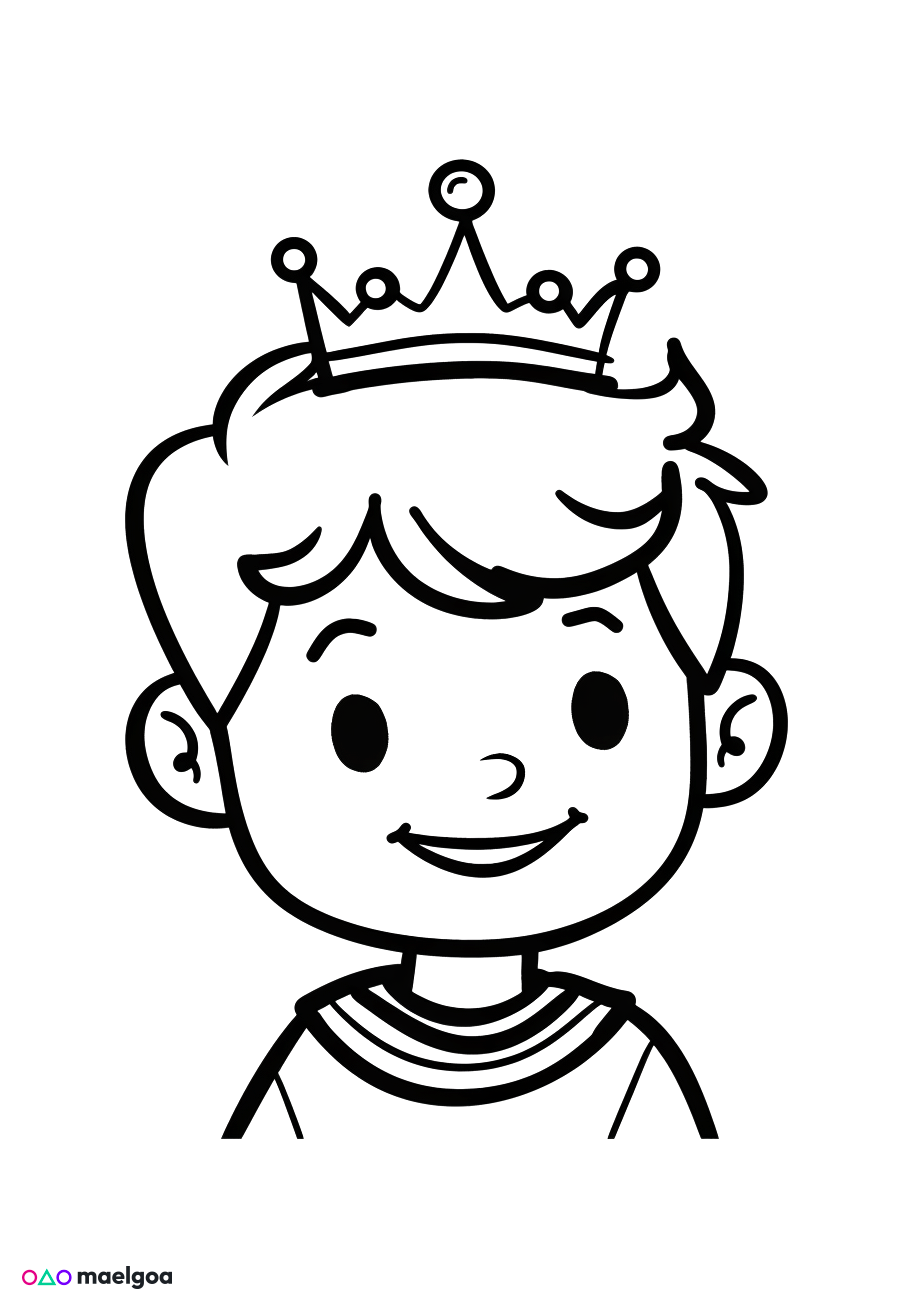 Image gratuite Coloriage visage prince souriant 5