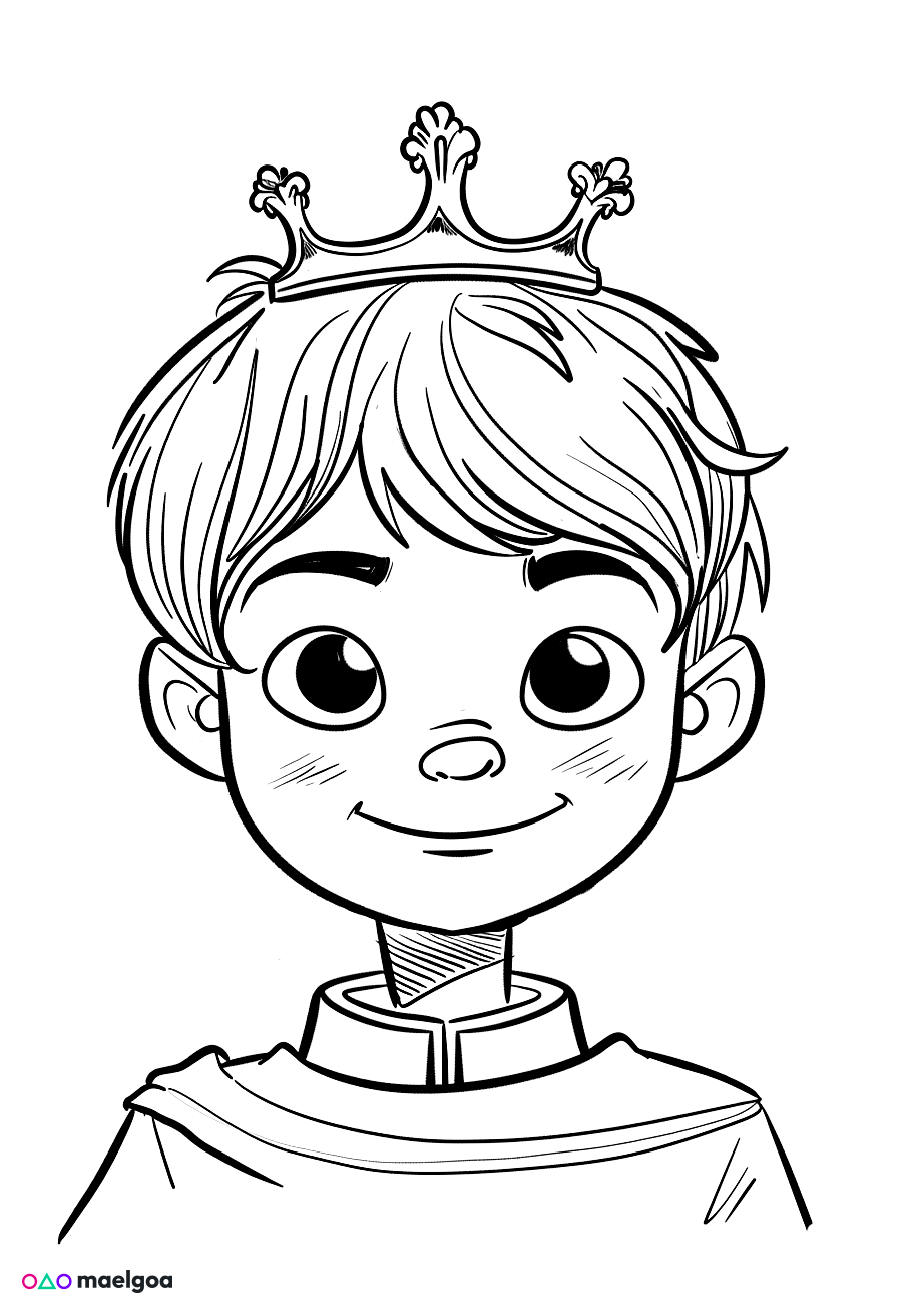 Image gratuite Coloriage visage prince souriant 7