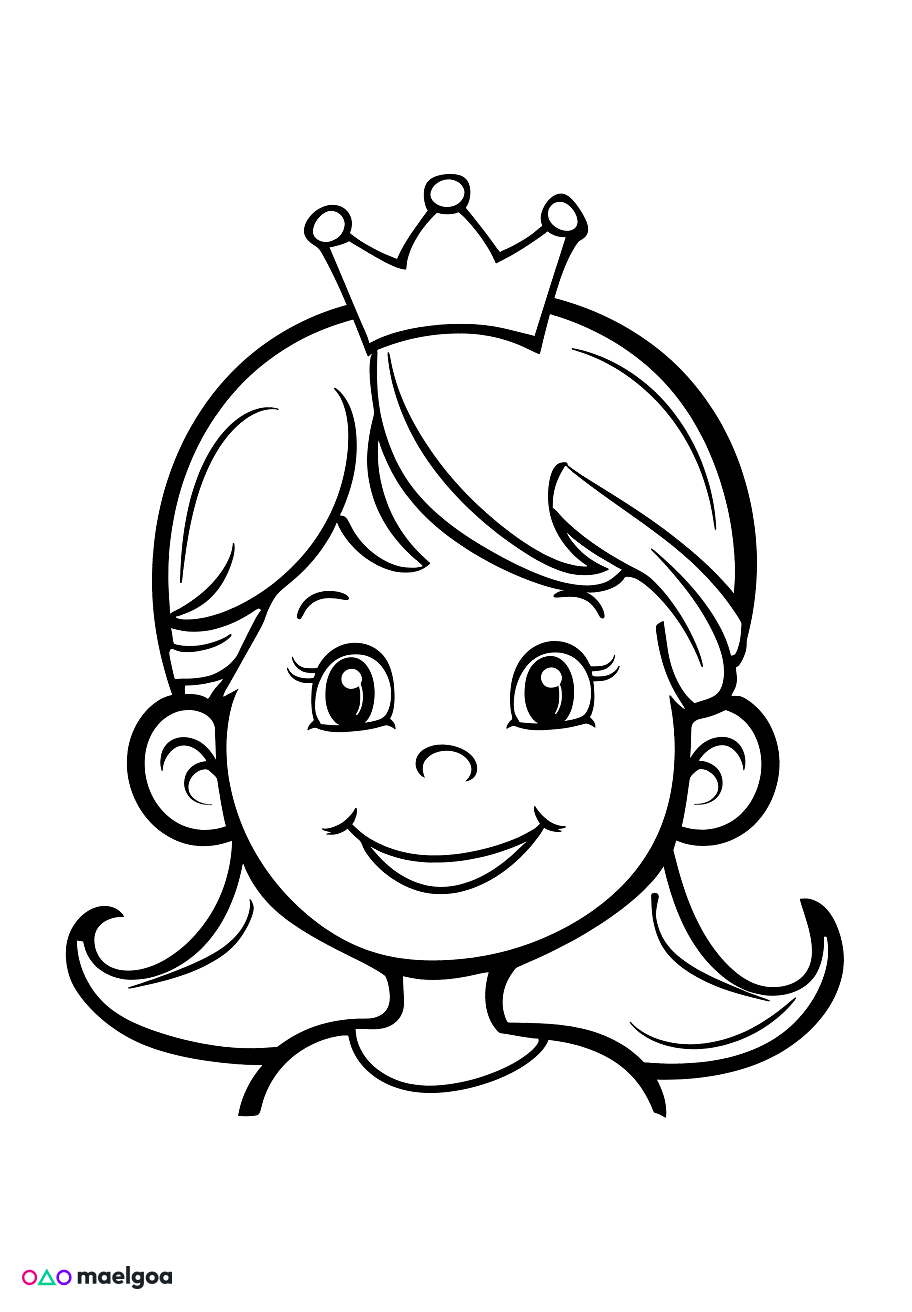 Image gratuite Coloriage visage princesse souriant 1