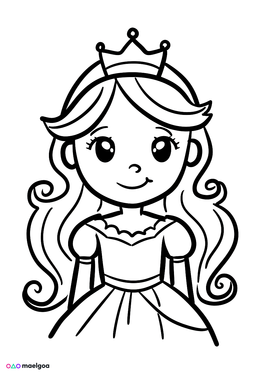 Image gratuite Coloriage visage princesse souriant 2