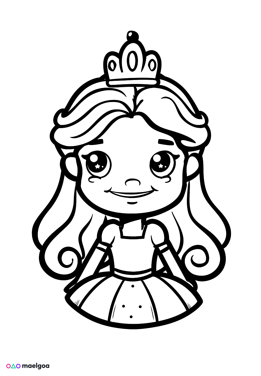Image gratuite Coloriage visage princesse souriant 4