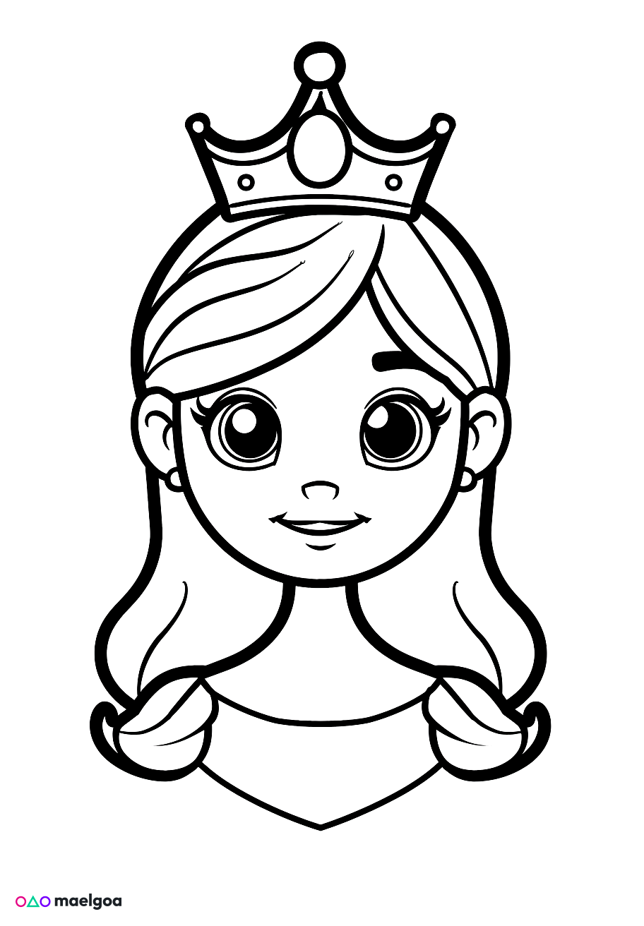 Image gratuite Coloriage visage princesse souriant 5