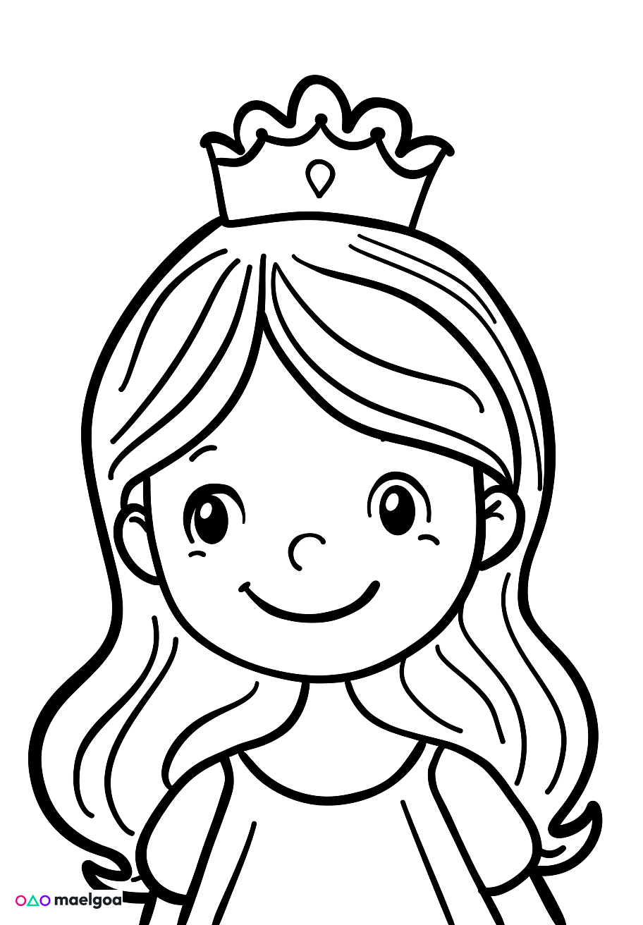 Image gratuite Coloriage visage princesse souriant 6