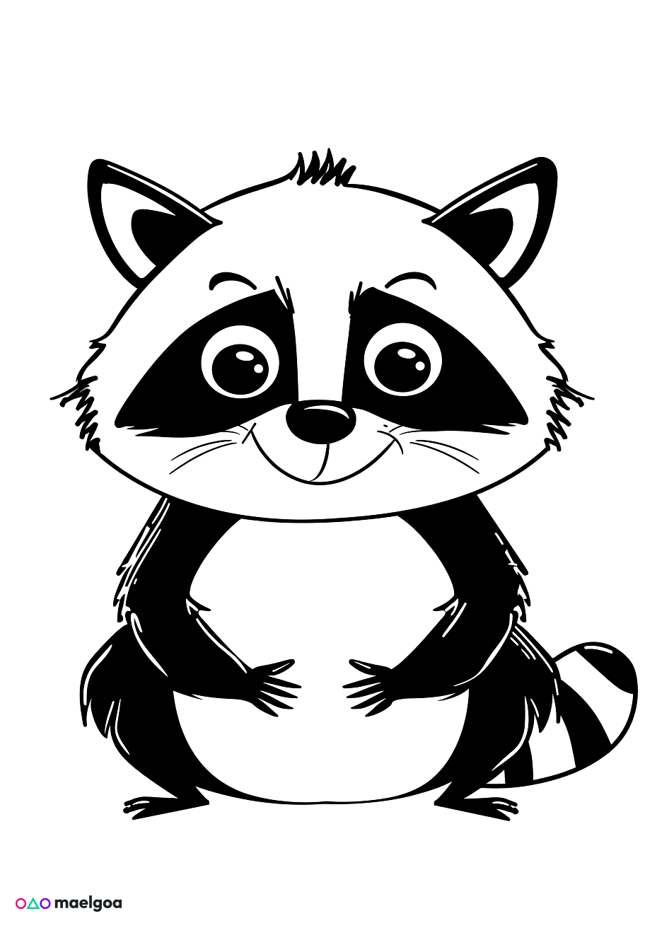 Image gratuite Coloriage visage raton laveur souriant 2