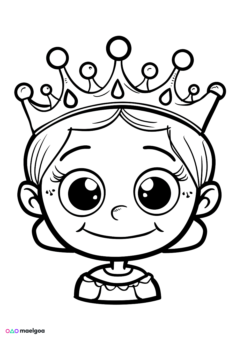 Image gratuite Coloriage visage reine souriant 10