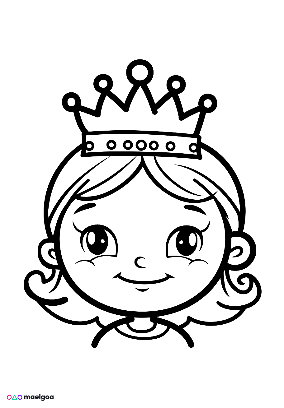 Image gratuite Coloriage visage reine souriant 12